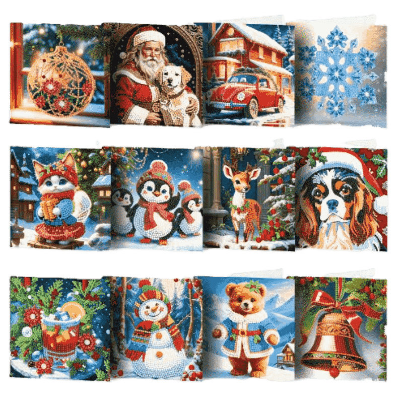 12 Kerstkaarten - Kerstmagie set