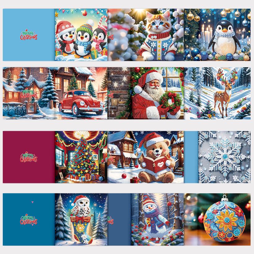 12 Kerstkaarten - Kerstman & Diertjes set - Image 10