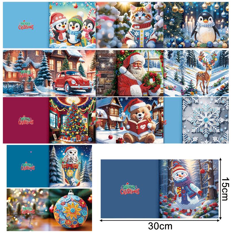 12 Kerstkaarten - Kerstman & Diertjes set - Image 2