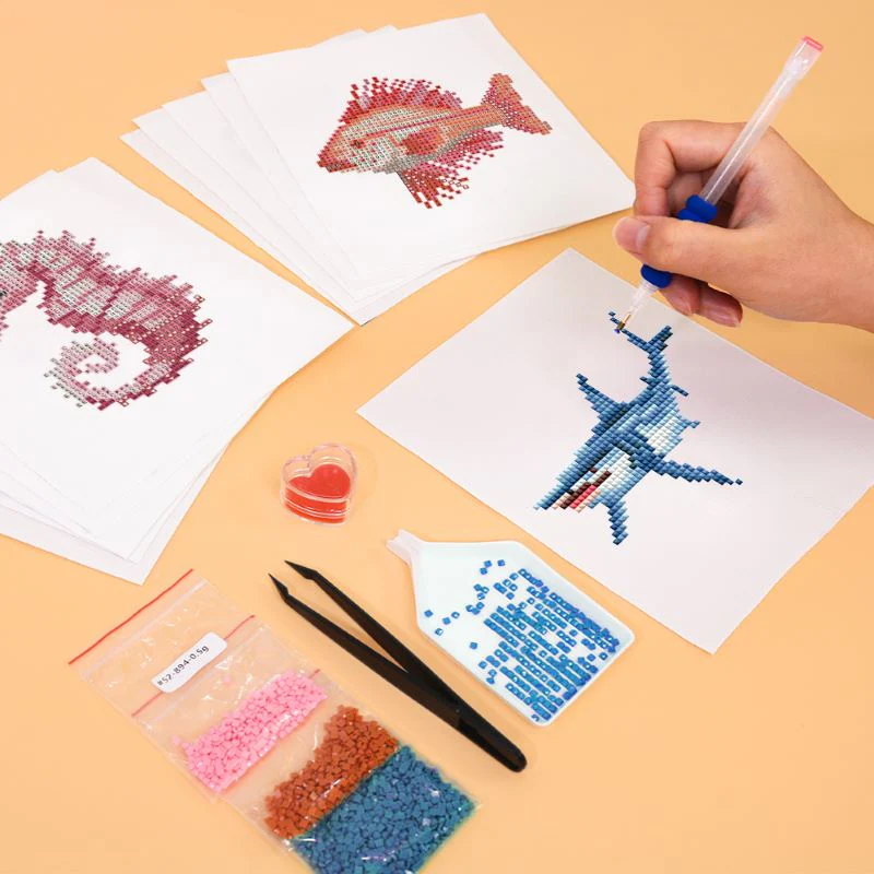 12 Mini Diamond Paintings - Vissen set - Image 2