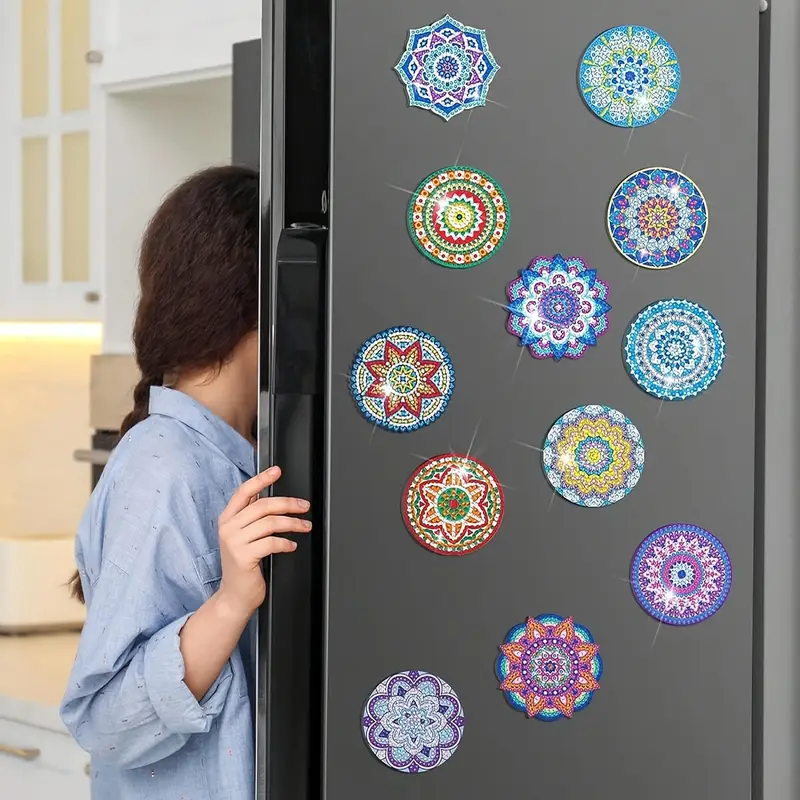 Diamond Painting Magneten - Set van 12 mandala's - Image 4