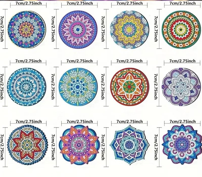 Diamond Painting Magneten - Set van 12 mandala's - Image 5