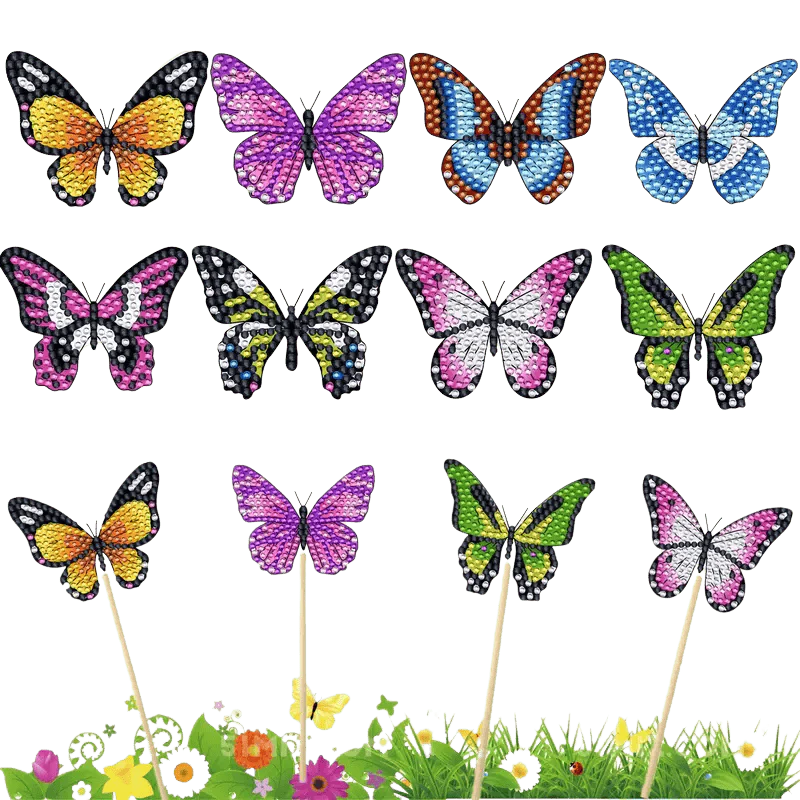 Diamond Painting Plantstekers – Set van 8 Vlinders