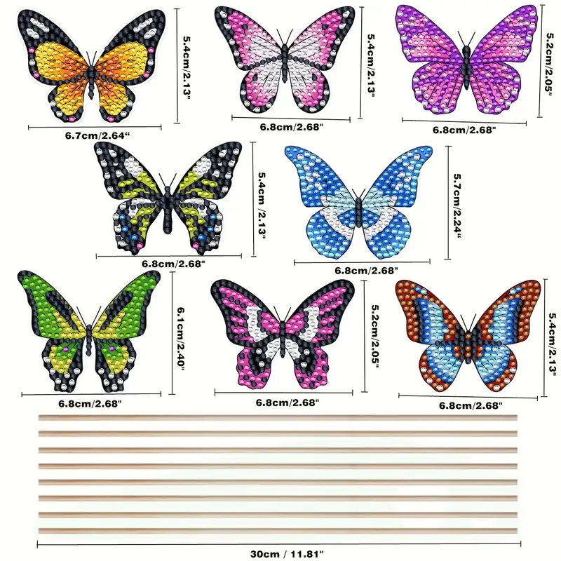 Diamond Painting Plantstekers – Set van 8 Vlinders - Image 4