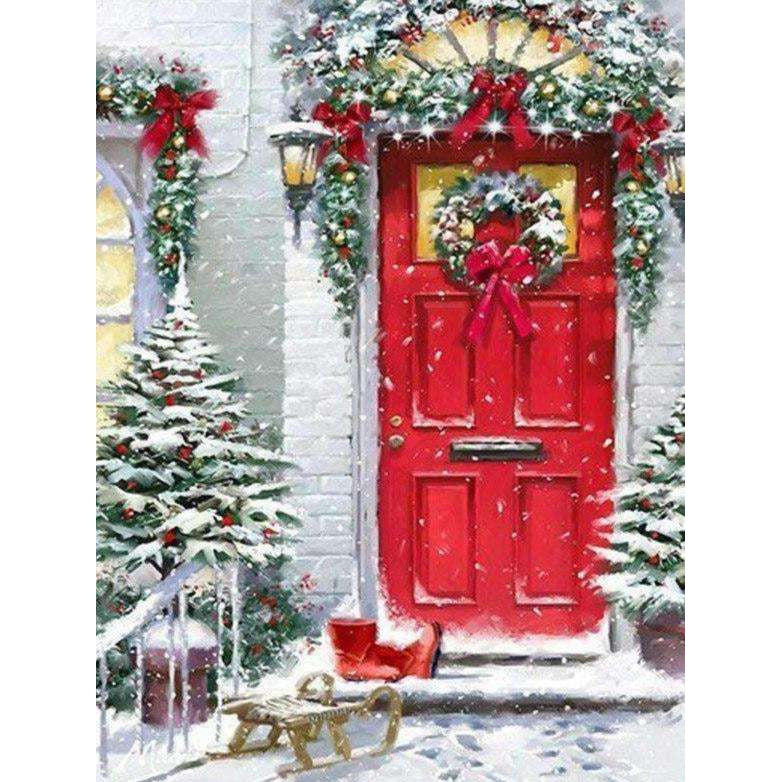 Kerst Sneeuw Rode deur