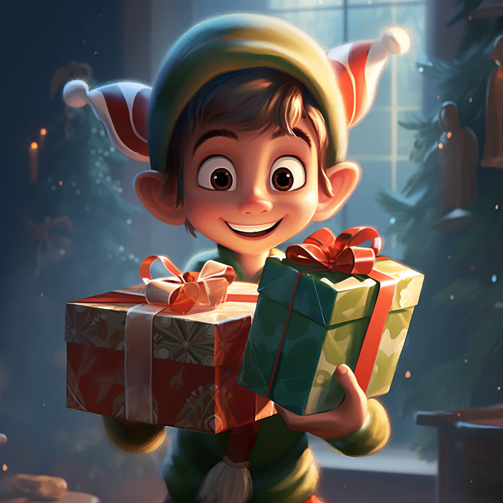 Kerstelf met cadeautjes