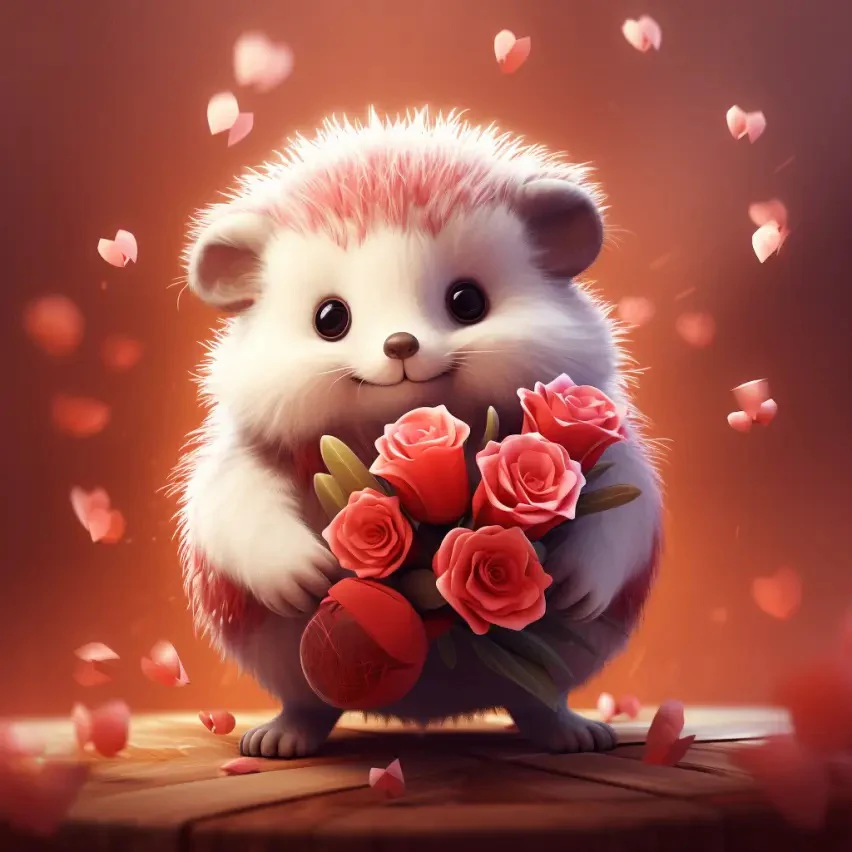 Schattig dier met rozen