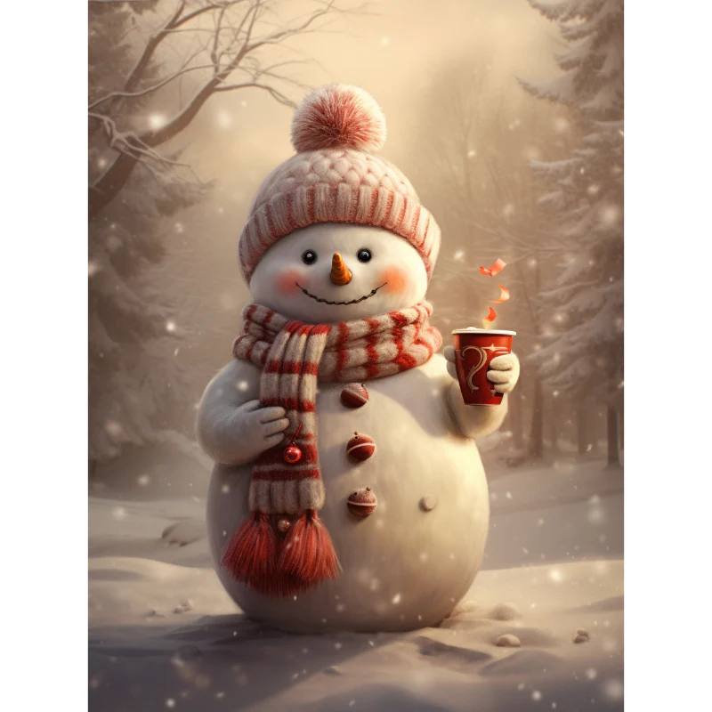 Sneeuwpop met warme drank